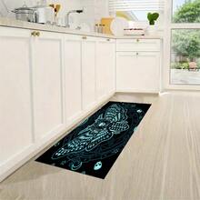 1pc Halloween Pattern Crystal Velvet Rug Doormat, Non-Slip Dirt-Resistant Decorative Entryway Carpet, Washable