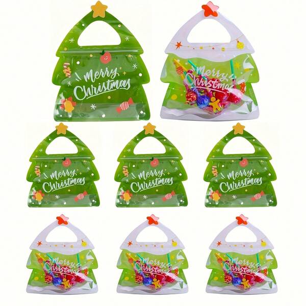 20 pezzi/40 pezzi Sacchetti per spuntino a forma di albero di Natale con cerniera - Adatti per caramelle, cioccolato, biscotti e torrone - Confezioni regalo per feste sigillate - Confezioni regalo per spuntino natalizi per regali e eventi festivi