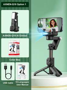 TOKQI Anti Shake Auto Facial Tracking Gimbal Stabilizer Tripod,Extendable Bluetooth Selfie Stick, 360° Rotation Phone Holder With Microphone For Smartphone Mobile Video Shooting,Travel Vlog,Family Gathering,Party Recording,Compatible With Android IOS - Multicolor - View 14