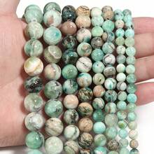 1 件天然绿色纹理石珠 6/8/10/12 毫米，时尚手工 DIY 散珠，适用于手链、项链、珠宝、手机带、钥匙扣、批发珠子 - 綠紋石 - 查看 3