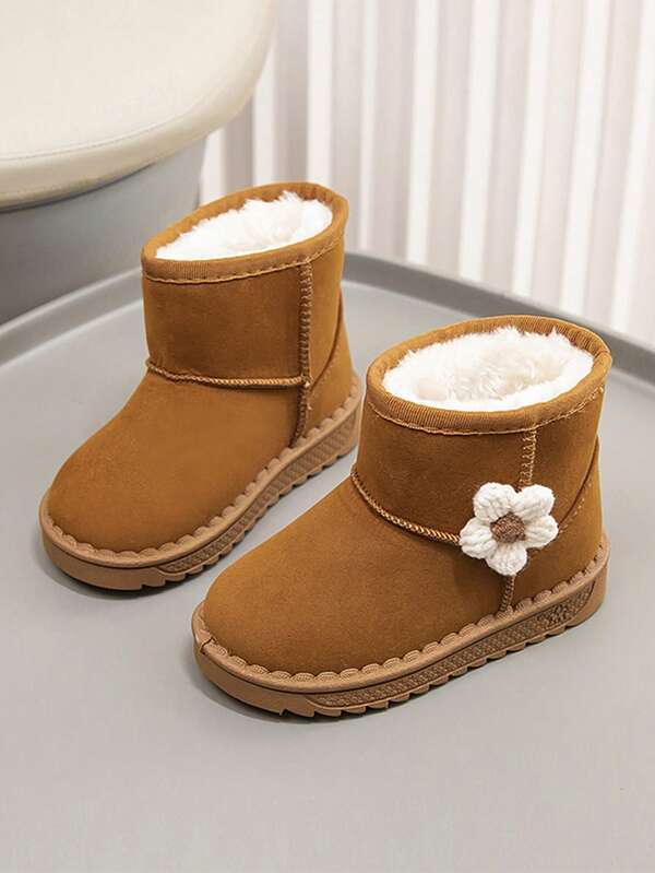 1 par de botas de neve infantis, botas de inverno novas de pelúcia grossas para meninos e meninas, sapatos quentes para bebês