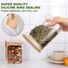 27oz Glass Storage Jars Set Of 4,Clear Glass Storage Containers With Bamboo Lids,Pantry Organization Jar, Spice, Coffee And Sugar Container, Small Canister Set For - Transparent