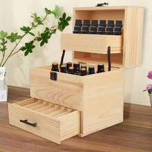 Three-Layer Telescopic Essential Oil Box, Wooden Essential Oil Box, Essential Oil Storage Box For Aromatherapy, 3-Layer Wooden Storage Box, Suitcase Storage Box For Travel And Display - 22 X 18.5 X 24 Cm - Màu gỗ - Xem 3