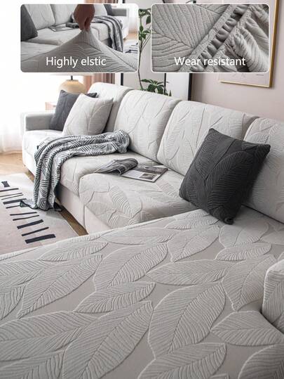 1件装弹力沙发套，防滑全包覆式沙发座套，四季通用绒面沙发垫套，加厚面料沙发套，可机洗，宠物友好，适用于卧室、办公室、客厅装饰，适合1/2/3/4人沙发和L型沙发，浅灰色