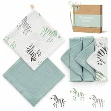 Momcozy Soft & Absorbent Baby Washcloths - 4 Layer Design| Medium Thickness| Premium Cotton For Newborns' Skin-Great For Bathing, Wiping & On-The-Go Use, Shower Gift And Essential(5 Pack, 10x10 Inch) - Ngựa vằn chạy nước kiệu - Xem 1