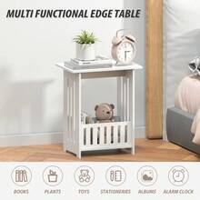 Vandise Modern White Nightstand Bedside Table, Small Narrow Side End Table For Sofa Living Room, Minimalist Storage Cabinet, Compact Slim Night Stand With Shelf