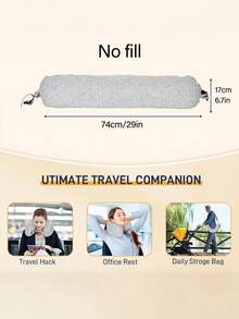 Travel Pillow Cover Stuffable With Clothes For Extra Luggage, Light Blocking 2-Way Hood, Neck Pillow For Airplane Long Flight, Super Lightweight, Gray,Multifunctional Detachable Airplane Outing Neck Support Pillow