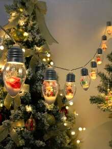 LED Christmas Light Bulb Wishing Lamp, Fairy Lights, Christmas Snow Globe String Lights, Decor Santa Claus/Snowman/Reindeer/Christmas Tree And Gift Box, Wishing Bottle Wedding Party Indoor Decoration - Battery Powered (Batteries Not Included), Suitable For Festivals, Bedroom, Yard, Wedding, Holiday, Camping, Home, Garden, Christmas, Party And Holiday Home Christmas Decor!Christmas Decoration XMAS Decor Christmas Tree Gift Decor Thanksgiving Wedding Home Decor Home Decor Fall Decor Autumn Decor Birthday Decorations For Gifts Party Supplies Indoor Outdoor Garden Holiday Festival Decor Halloween Decor Wall Decor Halloween Ornaments