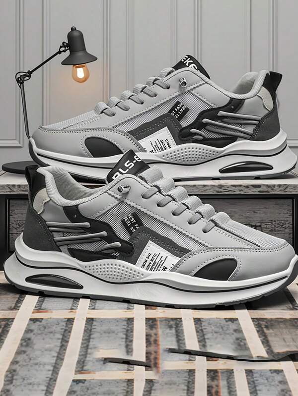 Sapatos Esportivos Masculinos com Cadarço, Absorção de Choque e Antiderrapante, Design de Marca, Duráveis e Confortáveis para Corrida, Treinamento e Academia ao Ar Livre, Adequados para Esportes Casuais