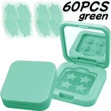 双面折叠镜，纯色（黑/白/黄/粉/绿） - 便携式桌面化妆镜，小巧方便 - 附赠60张装饰贴纸