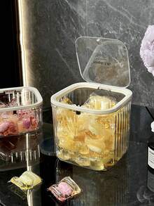 2PCS/1PC洗衣珠收纳桶家用浴室收纳罐按压盖收纳盒洗衣液储存罐香氛珠专用盒浴室精致透明包装罐 - 彩色 - 查看 5