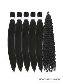 Lễ hội âm nhạc 26 inch 6 sợi tóc tổng hợp tóc dệt tổng hợp kéo dài trước màu đen nâu 613# sợi nhiệt độ thấp, chống cháy ở nhiệt độ thấp và tạo kiểu bằng nước nóng xoăn sóng tết phù hợp cho phụ nữ tiệc tùng hàng ngày - Nhiều màu - Xem 4