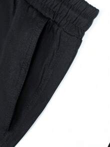 1pc Men's Casual Drawstring Waist Striped Patchwork Big Pocket Ankle Length Pants, Fall