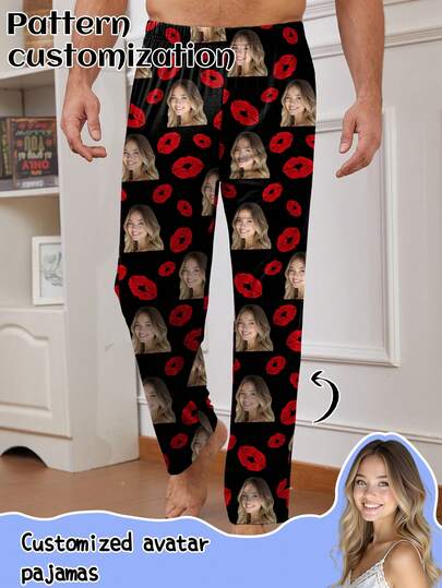 Spersonalizowane spodnie piżamowe dla mężczyzn z wyjątkowymi i ciekawymi wzorami, takimi jak zdjęcia portretowe, twarze par, zwierzęta, kreskówki i motywy świąteczne, zimowe