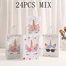 12/18/24/36pcs Unicorn Party Favor Bags, Unicorn Party Candy Gift Bags With Handles, Suitable For Birthday Party Gifts Packaging Decoration