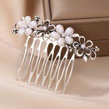 1pc Vintage Hollow Floral Hair Comb, Decorative Hair Accessory Gift For Women, Side Comb - Hollow Flower Side Comb - View 11