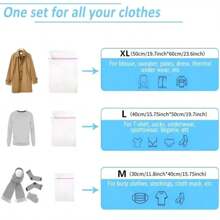 1pc Thickened Mesh Laundry Bags - Fine Mesh Laundry Bag With With Pink Zipper Closure - Extra Large, Large, Medium Sizes For Delicates, Underwear, Coat Socks And Other Laundry Items