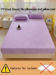 1 Stück luxuriöse Korallenfleece Spannbettlaken, Bettbezug, dicke warme Milchvelour Matratzenschoner, maschinenwaschbar, Kissenbezug nicht enthalten, weich und bequem für Schlafzimmer Bettwäsche. Geeignet für Einzel-, Doppel-, King- und Queensize-Betten. Maschinenwaschbar