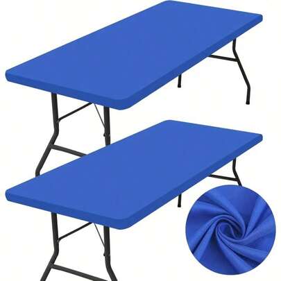 Bộ 2 khăn trải bàn màu trơn, đen/trắng/đỏ/xám/xanh dương đậm/xanh navy, vải polyester co giãn - chống nhăn, có thể giặt, hình chữ nhật, thích hợp cho dã ngoại, tiệc tùng, công viên, cắm trại và sử dụng trong nhà bếp.