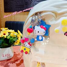 طقم سلسلة مفاتيح بالونات مربعة من سانريو - هيلو كيتي ثنائي. إكسسوارات قابلة للتزاوج بتصميم مستوحى من البريطاني بترخيص رسمي. - متعدد الألوان - مشاهدة 2