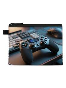 1 pieza Monedero compacto con cremallera, bolsa con cremallera de poliéster de moda y duradera, diseño impreso con estilo de gamepad, ideal para guardar monedas y pequeños artículos esenciales, regalo divertido con cierre , material duradero, fácil de mantener