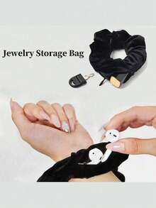 Velvet Hair Ring With Hidden Pocket, Multi-Functional Hair Accessory Pouch, Storage Organizer For Money & Small Items, Zippered Elastic Headband With Secret Compartment For Keys, Cash, Lipstick, Multifunctional Hidden Private Money Concealed Portable Pocket Toiletry Bag Travel Wash Bag Toiletry Travel Bag Makeup Storage Beach Beach Bag Vacation Holiday Essentials School Supplies Travel Essentials Ladies For College Dorm Bathroom