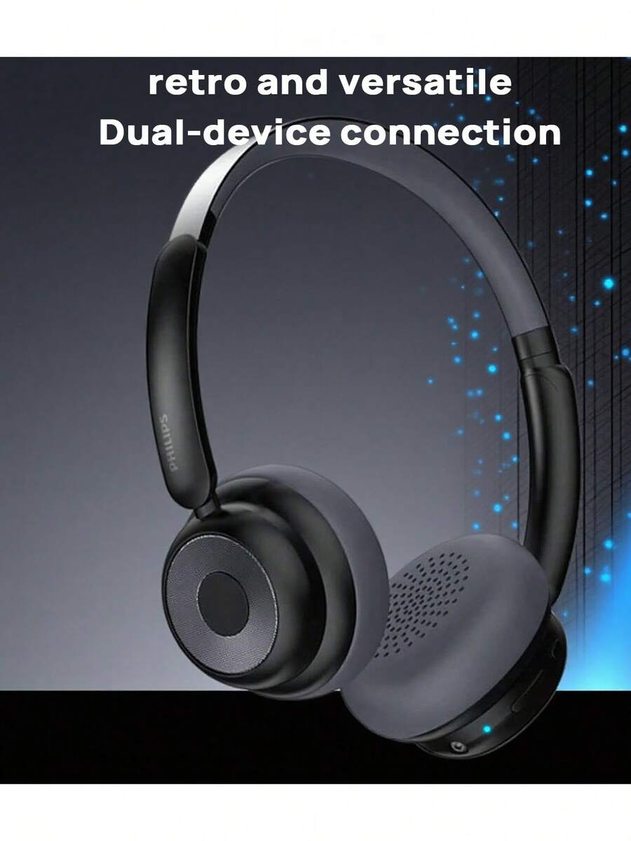 PHILIPS 頭戴式無線藍牙耳機 TAH1129 輕薄設計 便攜小巧 通話降噪 低延遲高音質 60小時長效續航 一機雙連 5.4藍牙 40mm大動圈單元 黑色 - 黑色 - 查看 1