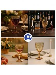 Set Of 6 Glass Cups (240ml). Bluelander - Burnt Orange - View 6