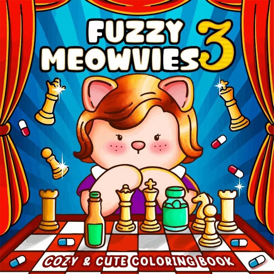 1 Stück FUZZY MEOWVIES 32-seitiges Warm Life of Stuffed Animals, Malbuch für Erwachsene zur Entspannung und Stressabbau, enthält süße Haustiere, um Freunde zum Spazierengehen einzuladen, das Muster ist bequem, die Linien sind klar und es sind verschiedene komfortable Musterszenen enthalten, Schulanfang, Schulmaterial, Zeichnen & Malen, Halloween, Weihnachten