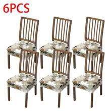 1/2/4/6pcs Printed Stretch Removable & Washable Dining Chair Seat Covers Room Decor Home Decor