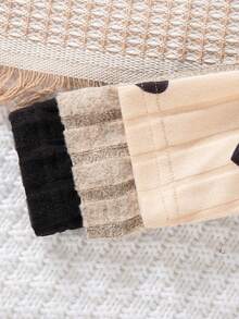 3 件套女孩心形刺绣装饰圆领长袖 T 恤，休闲日常穿着，春秋季