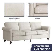 Puremind 3-Piece Sectional Sofa Set, Linen Upholstery, Modern Nailhead Trim, Living Room Furniture - Beige - View 3