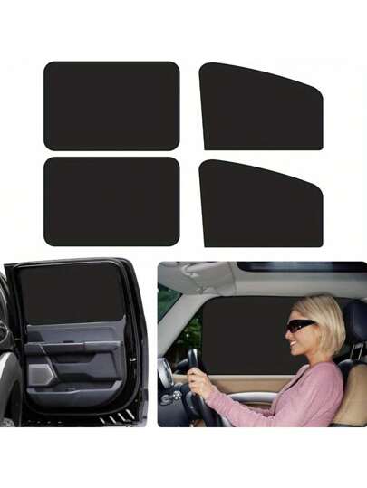 Car Window Shades – 1/4 Packs Universal Car Window Covers, UV Protection Sun Shades For Cars, Heat Blocking & Privacy For Summer & Hot Weather, Fits Most Vehicles, Easy Install (Front Window) Car Accessories