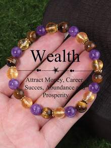 Vòng tay bảo vệ Tourmaline đen và Hematite, Vòng tay thạch anh tím chống lo âu cho nam nữ, lòng can đảm, hấp thụ năng lượng tiêu cực, Trang sức thiền yoga chữa bệnh - Nhiều màu - Xem 1