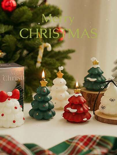 Handmade Christmas Tree Aromatherapy Candles, Various Styles Of Simulated Christmas Candles, Christmas Decorative Candles, Aromatherapy Candles For Atmosphere Candles, Home Decor, Bedroom Decor, Suitable Christmas Gifts For Fathers, Mothers, And Couples Christmas Decorations