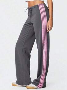 Womens High Waisted Drawstring Sweatpants Casual Baggy Joggers Pants - Dark Grey - View 2