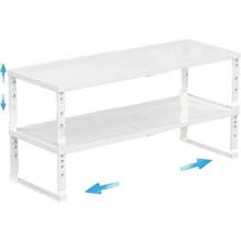 Expandable Spice Rack Kitchen Cabinet Shelf Organizer, Stackable Storage Shelves Racks, Adjustable Counter Shelving For Cabinets, Countertop, Cupboard, Pantry And More3Packs/Black/Large - White + 2 PACKS/WHITE/MEDIUM - View 1