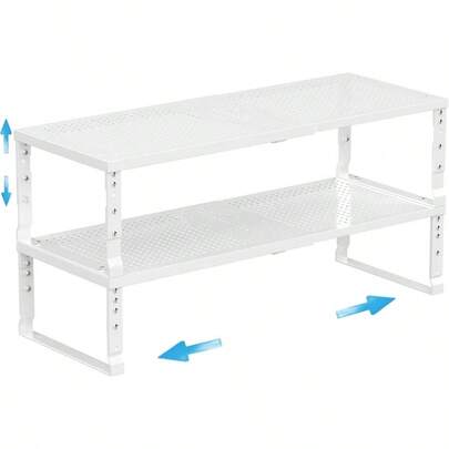 Expandable Spice Rack Kitchen Cabinet Shelf Organizer, Stackable Storage Shelves Racks, Adjustable Counter Shelving For Cabinets, Countertop, Cupboard, Pantry And More3Packs/Black/Large