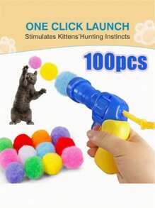 互动式猫玩具发射器套装 - 内含1个玩具发射器和10/20/30/50/100个毛绒球。这款室内猫玩具专为活跃玩耍而设计，通过趣味十足的动作互动，增进主人与猫咪之间的爱与信任。