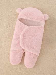 1 件男女通用新生儿双层羊毛襁褓毯，秋冬款