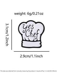 Yes Chef 珐琅别针白色简约卡通流行厨师帽胸针翻领背包徽章喜爱的珠宝礼物送给朋友和厨师 - 白色 - 查看 2