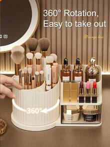 1 Stück Kosmetik Aufbewahrungsbox, Schminktisch, Hautpflege Produkt Regal, Lippenstift Organizer Box, Schubladenförmige Aufbewahrungsbox für den Schreibtisch in Weiß/Gelb