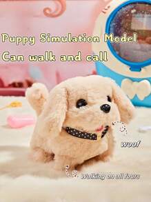 会走路会叫的电子互动毛绒小狗玩具、小狗玩具、机器小狗、玩具狗、新生儿必需品、互动狗玩具、像真狗一样行动的机器狗、2岁女孩玩具、儿童遛狗玩具、女孩填充动物玩具、女孩可爱物品、毛绒公仔玩具、惊喜玩具、圣诞礼物