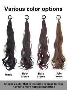1pc Synthetic Hair Extension Bundled In Twisted Style, Length Around 20inch, Suitable For Daily Wear, Black - Black - View 5