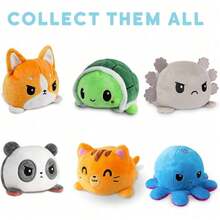 Original Reversible Octopus Pillow - Black + Orange - Adorable Sensory Fidget Animal To Show Your Mood - Perfect For Halloween! - 憤怒紅+狂怒黑 - 查看 5