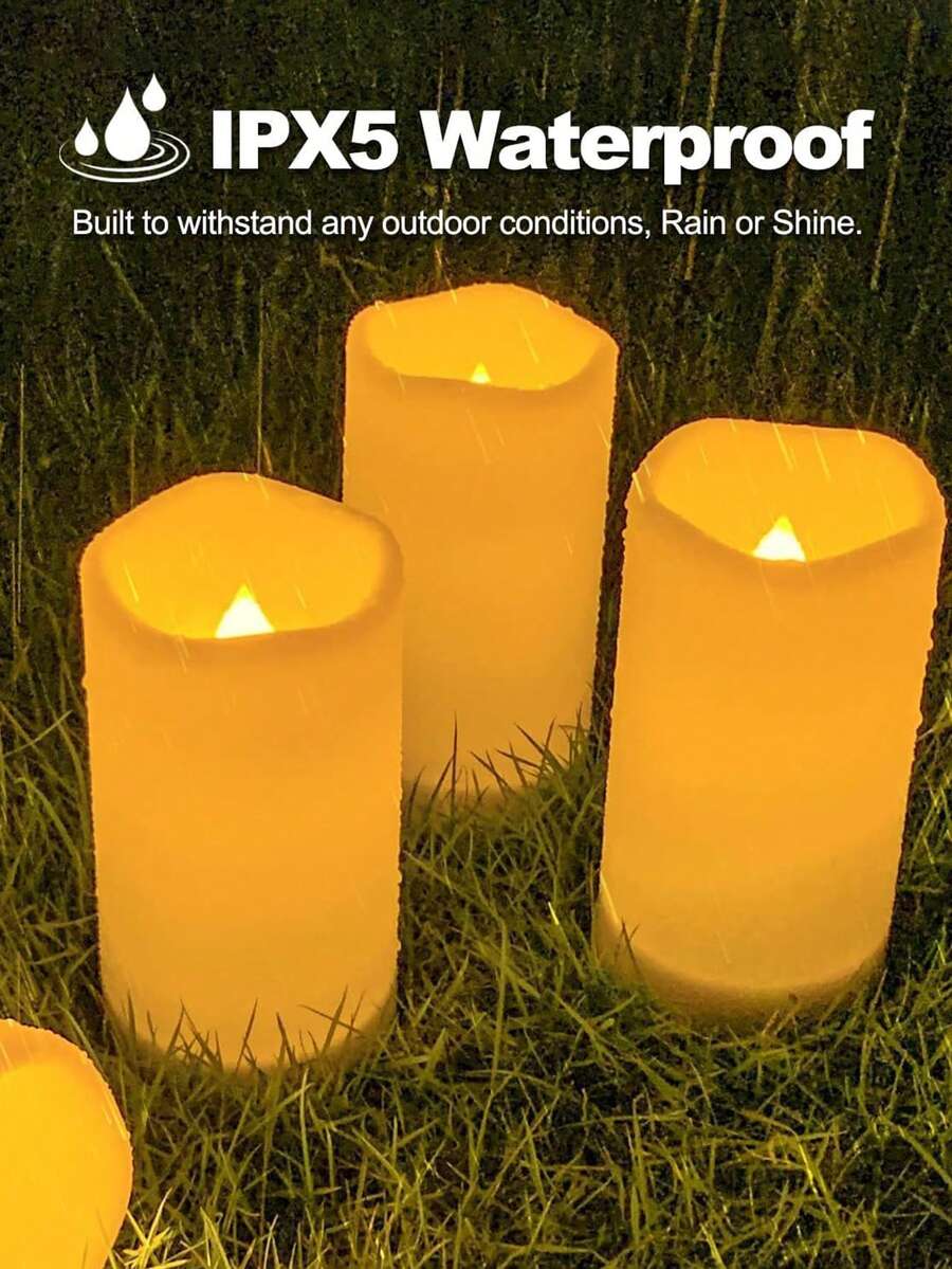 2 Outdoor Waterproof Solar Candles, Solar Powered, Outdoor Flameless Solar Candles, Lanterns, Dusk To Dawn Sensor, Suitable For Halloween, Valentine's Day, Christmas, Weddings, Pathways, Pools, Party Decoration Lighting - ánh sáng ấm áp - Xem 1