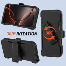 For IPhone 16 16 Pro Max 16e 16 Plus 16 Pro Phone Case With Belt Clip Holster Stand Heavy Duty,Shockproof/DropProof Protection Phone Case For Christmas, Birthday, NewYear Gifts, Winter,Gifts For Family,Friends,Birthday,Girlfriend,Boyfriend - màu đen - Xem 3