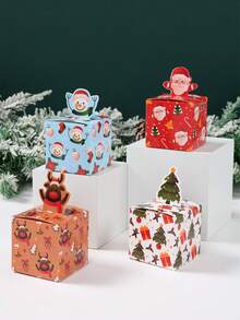 24 件圣诞糖果盒，圣诞老人、雪人、驯鹿礼品盒，圣诞树设计，圣诞糖果盒，糖果礼品盒，圣诞快乐装饰，家居圣诞装饰品，组织和存储圣诞节圣诞装饰品圣诞睡衣圣诞礼物圣诞装饰