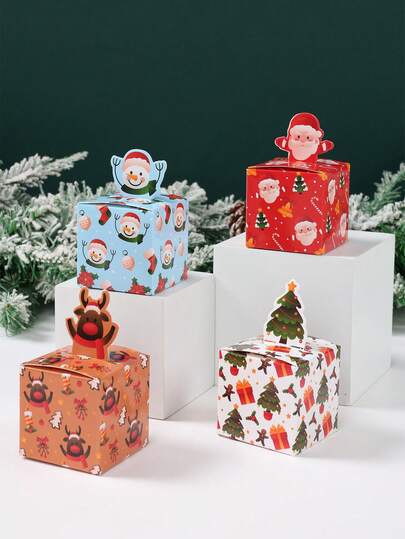 24 件圣诞糖果盒，圣诞老人、雪人、驯鹿礼品盒，圣诞树设计，圣诞糖果盒，糖果礼品盒，圣诞快乐装饰，家居圣诞装饰品，组织和存储圣诞节圣诞装饰品圣诞睡衣圣诞礼物圣诞装饰