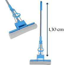 Rodo Mop Fácil Celeste Auto Torção Refil Em Espuma Limpeza  em Geral Esfregão Seca - Azul - Visão 5